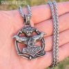 Viking Stainless Steel Mjolnir Necklace Huginn Muninn Pendant Raven