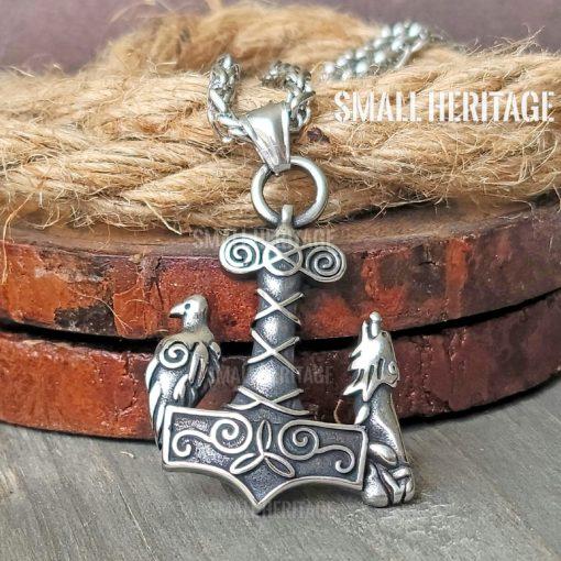 Viking Raven Wolf Necklace