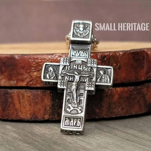 Orthodox Cross Necklace Russian Slavic Stainless Steel Pendant