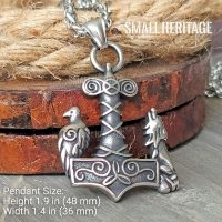 Viking Raven Wolf Necklace Stainless Steel Pendant Chain