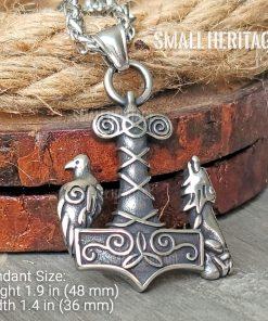 Viking Raven Wolf Necklace Stainless Steel Pendant Chain