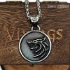 Small Heritage Wolf Head Necklace Stainless Steel Viking Witcher Pendant