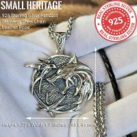 Small Heritage 925 Sterling Silver Wolf Head Wizard Pendant