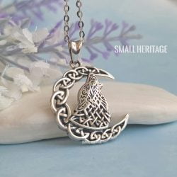 Wolf Moon Necklace 925 Sterling Silver Amulet Pendant Chain