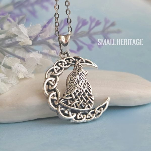 Wolf Moon Necklace 925 Sterling Silver Amulet Pendant Chain