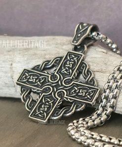 Celtic Cross Necklace Stainless Steel Irish Christian Pendant