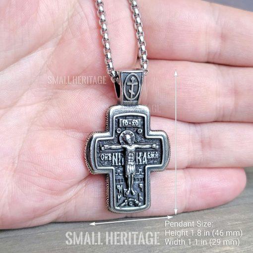 Small Heritage Orthodox Cross Necklace Eastern European Slavic Pendant