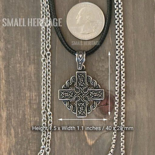 Celtic Cross Necklace Stainless Steel Irish Christian Pendant