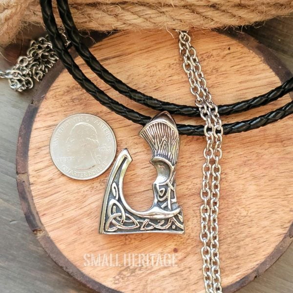 Viking Axe Necklace Stainless Steel Pendant Chain Rope Odin Thor Norse