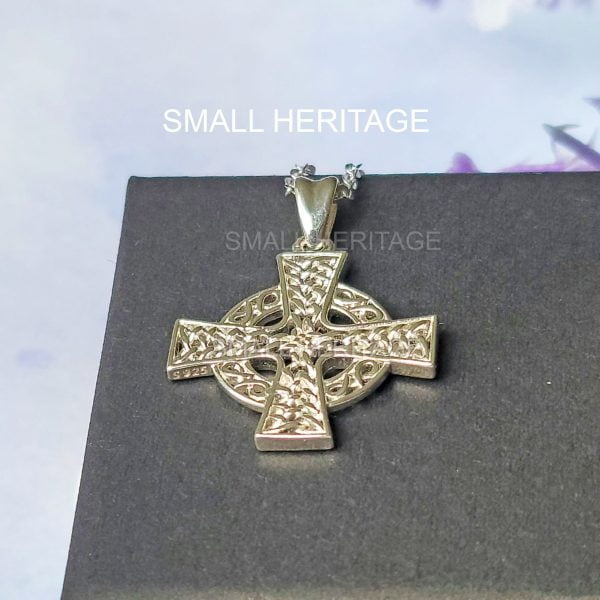 Small Celtic Cross Necklace 925 Sterling Silver Cross Pendant Chain Women