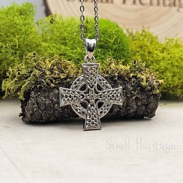 Small Celtic Cross Necklace 925 Sterling Silver Cross Pendant