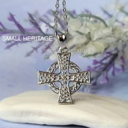 Small Celtic Cross Necklace 925 Sterling Silver Cross Pendant Chain Women