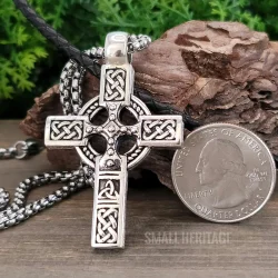 Celtic Irish Cross Necklace 925 Sterling Silver Viking Pendant