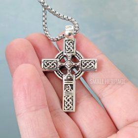 Small Heritage 925 Sterling Silver Celtic Irish Viking Cross Necklace