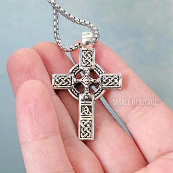 Small Heritage 925 Sterling Silver Celtic Irish Viking Cross Necklace