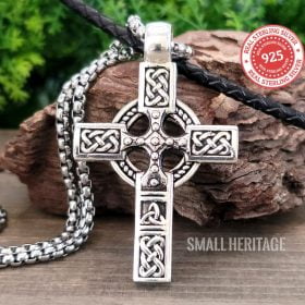 Celtic Cross Necklace Irish Viking 925 Sterling Silver Pendant