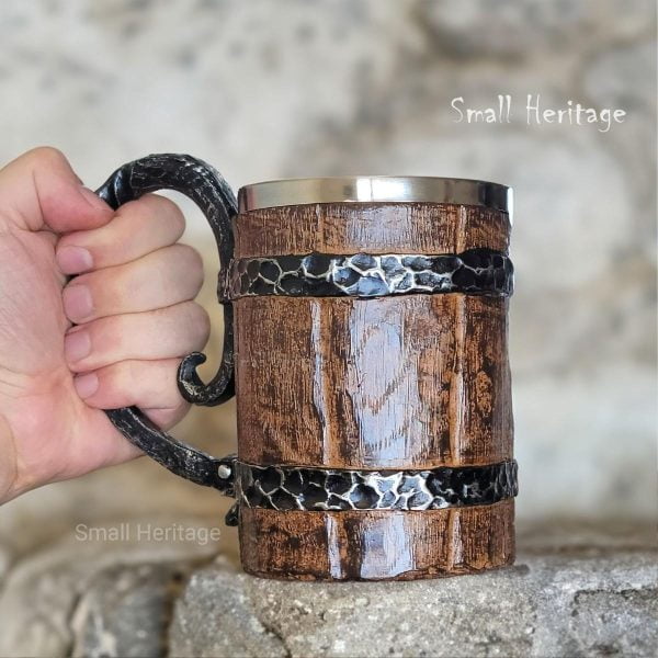 Viking Mug Norse Beer Drinking Cup Tankard Brown Color