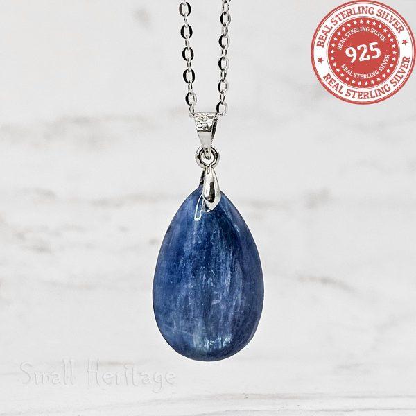 Natural Blue Kyanite Pendant 925 Sterling Silver Chain