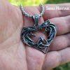 Viking Wolf Valknut Necklace Geri and Freki