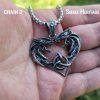 Viking Wolf Valknut Necklace Geri and Freki