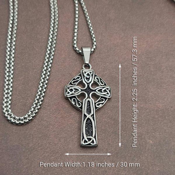 sizes -Celtic Cross Necklace Stainless Steel Irish Knot Pendant