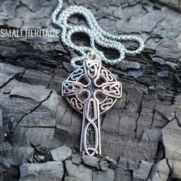 Celtic Cross Necklace Stainless Steel Irish Knot Pendant