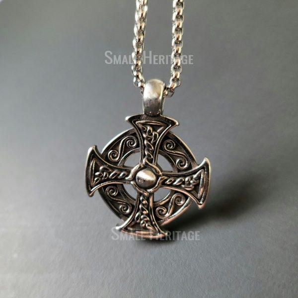 Box Chain - Large Viking Celtic Cross Pendant Stainless Steel Necklace