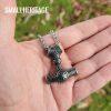 Viking Stainless Steel Mjolnir Necklace Helm of Awe Pendant - Image 3