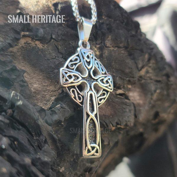 Celtic Cross Necklace Stainless Steel Irish Knot Pendant