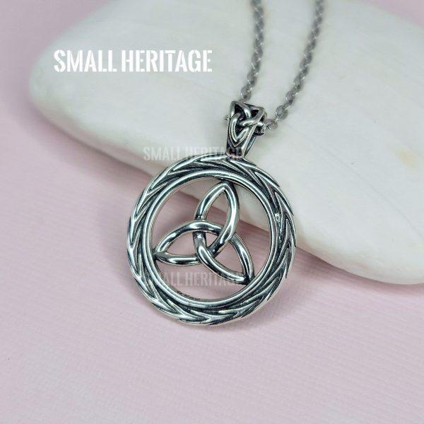 Celtic Knot Necklace 925 Sterling Silver Irish Trinity Pendant