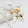 Olive Leaves Branch Necklace 925 Sterling Silver