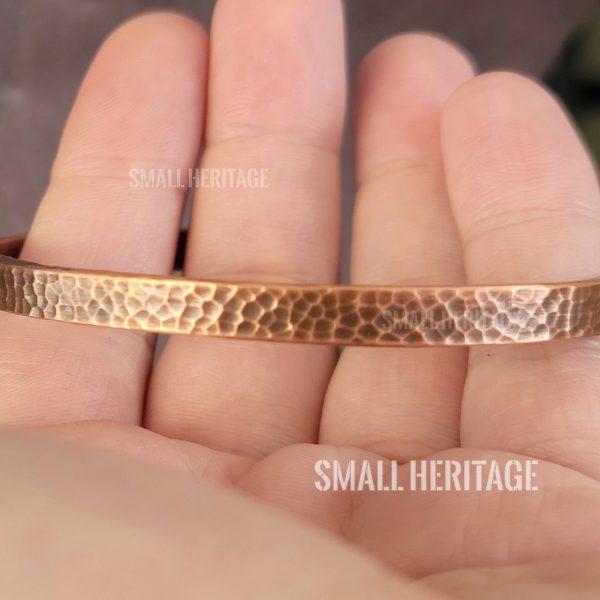 Handmade Hammered Copper Bracelet Antique Style Cuff