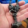 Men Viking Wolfs Necklace Leather Rope - Image 5