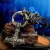 Men Viking Wolfs Necklace Leather Rope - Image 3