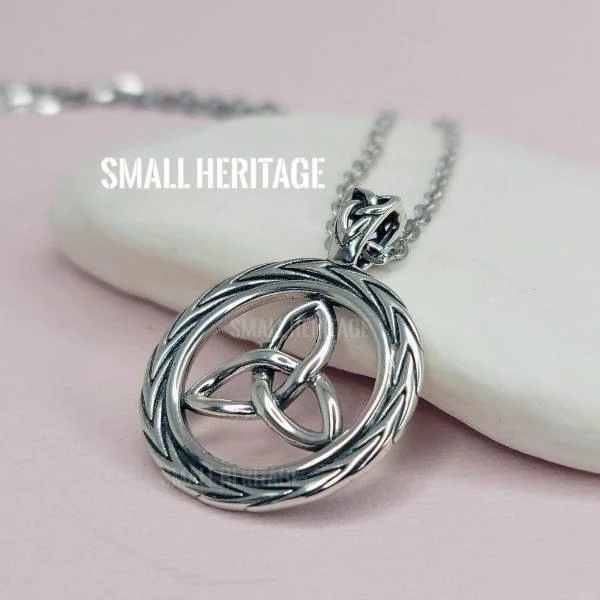 Celtic Knot Necklace 925 Sterling Silver Irish Trinity Pendant