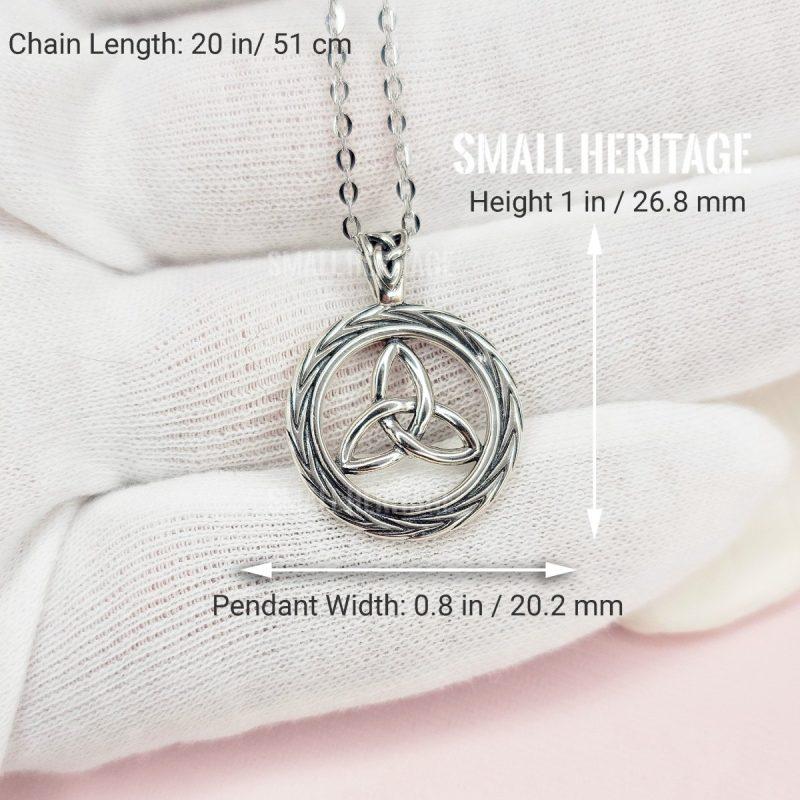 Celtic Knot Necklace 925 Sterling Silver Irish Trinity Pendant