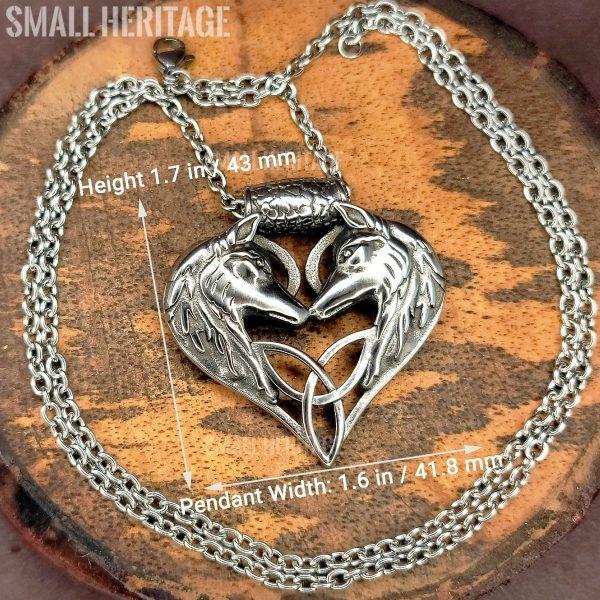 Wolves Love Knot Necklace Heart Amulet