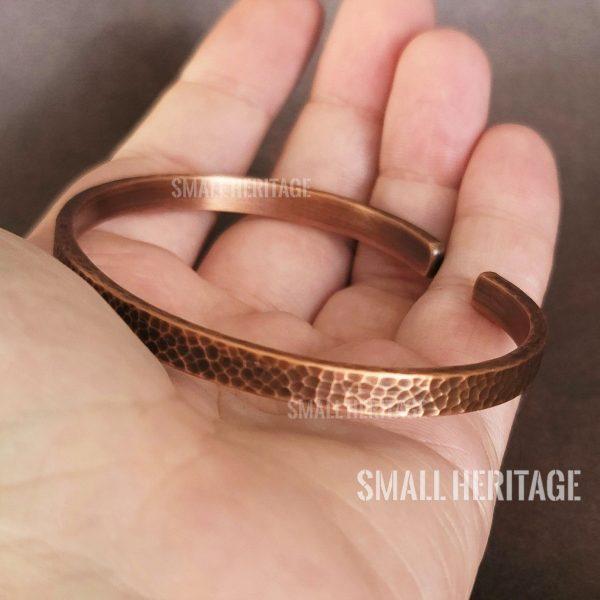 Handmade Hammered Copper Bracelet Antique Style Cuff