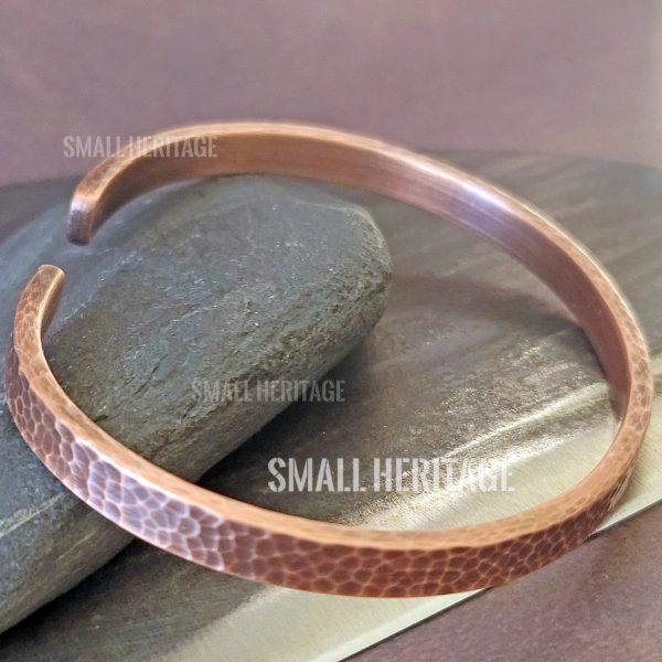 Handmade Hammered Copper Bracelet Antique Style Cuff