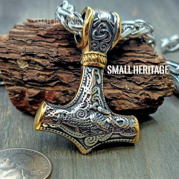 Large Mjolnir Necklace Norse Hammer