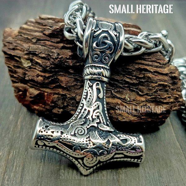 Silver Color Large Mjolnir Necklace Norse Hammer