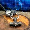 Men Viking Wolfs Necklace Leather Rope - Image 2