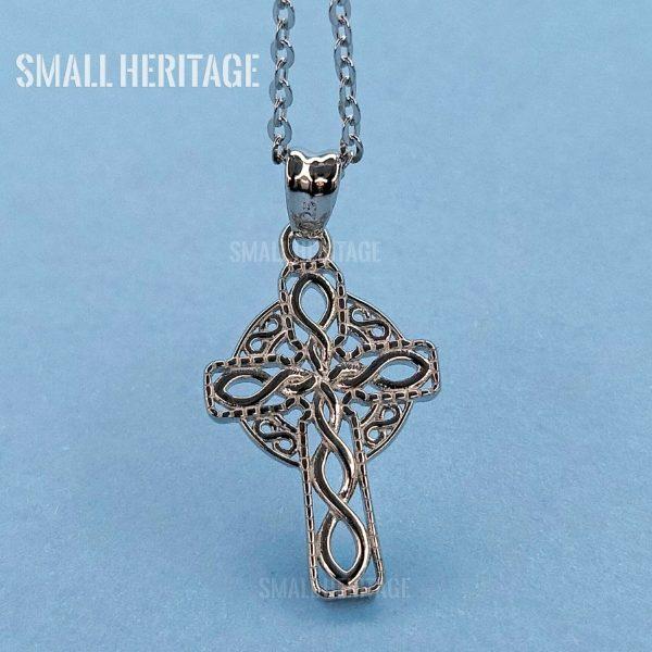 Small Celtic Irish Christian Cross Necklace 925 Sterling Silver
