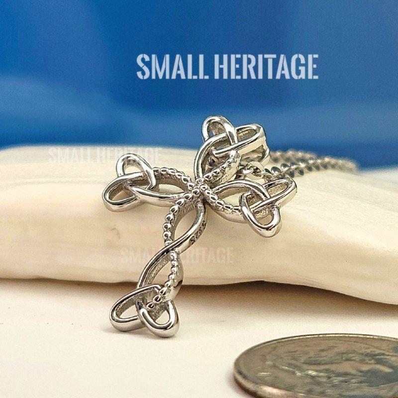Celtic Irish Love Knot Cross Necklace 925 Sterling Silver