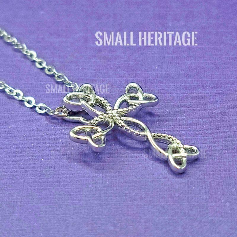 Celtic Irish Love Knot Cross Necklace 925 Sterling Silver