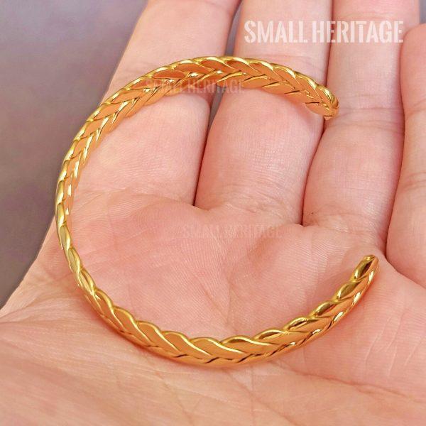 Viking Stainless Steel Cuff Wheat Twist Bracelet