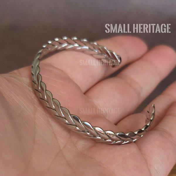 Viking Stainless Steel Cuff Wheat Twist Bracelet