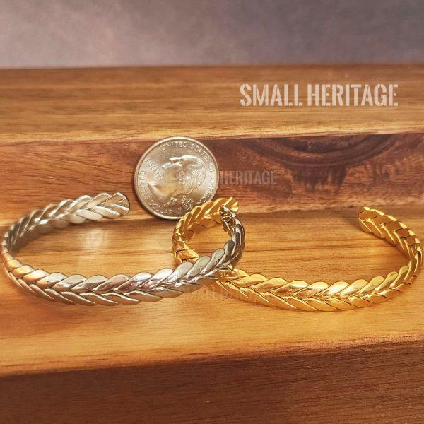 Viking Stainless Steel Cuff Wheat Twist Bracelet