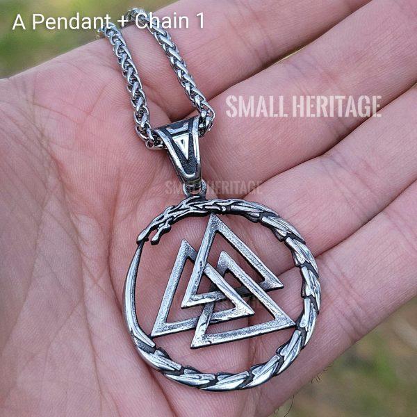 Viking Valknut Necklace Dragon Amulet