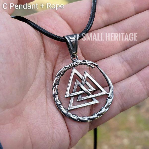 Viking Valknut Necklace Dragon Amulet